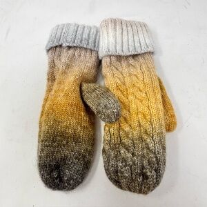 New BRASS PLUM NORDSTROM Women’s Gold Gray Ombré Mittens Fleece Lined One Size